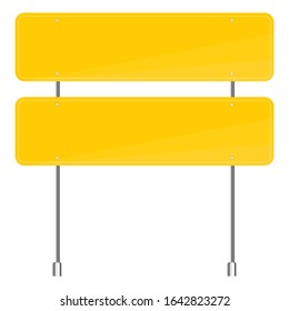 Blank yellow road sign or Empty traffic signs isolated on white background