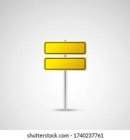 Blank yellow road sign or Empty traffic signs isolated on white background