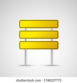 Blank yellow road sign or Empty traffic signs isolated on white background