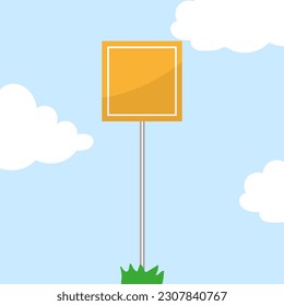 Signo de camino amarillo en blanco. señal de ruta vacía. Ilustración vectorial.
