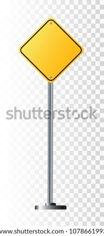 Blank yellow road sign or Empty traffic signs isolated on white background.