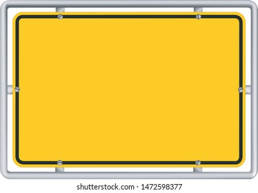 blank yellow road sign isolated on white background