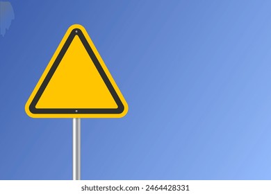 Blank Yellow Road Sign Isolated on Blue Sky. copy space