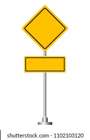 Blank Yellow road Sign, Traffic icon, vector illustration