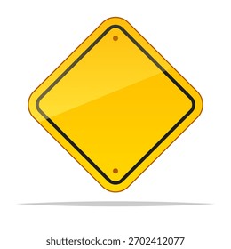 Blank yellow road sign vector isolated illustration