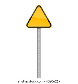 Blank yellow road warning sign