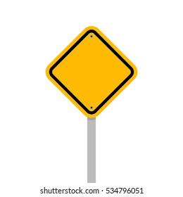 Blank yellow roadsign isolated on white background, design element, vector illustration