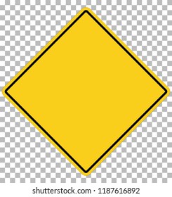 blank yellow sign. empty yellow symbol on transparent. empty warning sign.