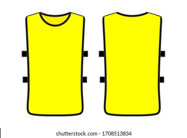 Blank Yellow Soccer Football Training Vest Template on White Background.Front and Back View, Vector File