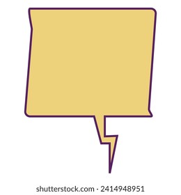 Burbuja de habla amarilla en blanco aislada en un fondo blanco. Ilustración vectorial de un globo de reflexión.