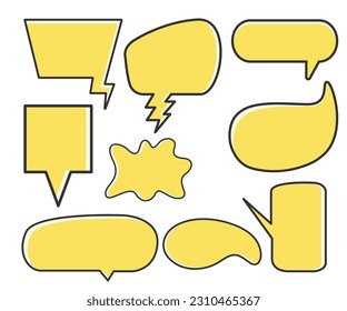 blank yellow speech bubble vector set