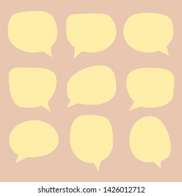 blank yellow speech bubbles set on brown background. vector illustration