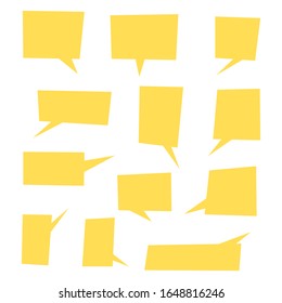 blank yellow speech bubbles set isolated on white background. vector illustration