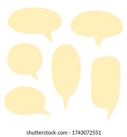 blank yellow speech bubbles set. cartoon chat boxes hand drawn isolated on white background. vector illustration