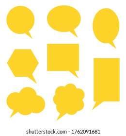 blank yellow speech bubbles set isolated on white background. vector illustration