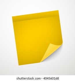 Blank yellow sticker with bending corner 