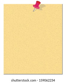 Blank yellow sticky note with red push pin isolated on white background