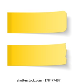 Blank yellow sticky papers on white background, vector eps10 illustration