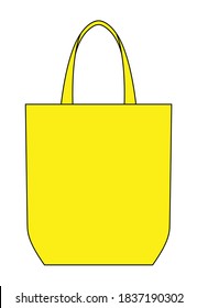 Blank Yellow Tote Bag With Handle Template Vector on White Background