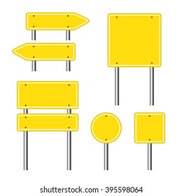 Blank yellow  traffic road sign. Template for a text