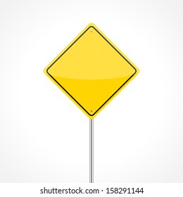 Blank yellow traffic sign isolated on white background