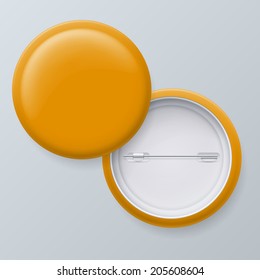 Blank Yellow Vector Badges with place for your text isolated on gray background