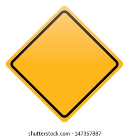 Blank Yellow Warning Sign Isolated