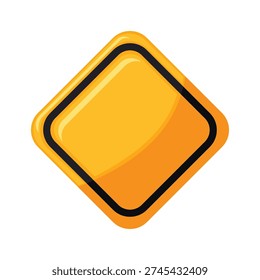 Blank yellow warning sign vector illustration, empty yellow traffic warning sign, isolated on white background