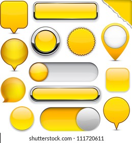 Blank yellow web buttons for website or app. Vector eps10.