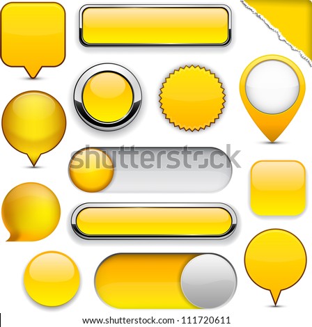 Blank yellow web buttons for website or app. Vector eps10.
