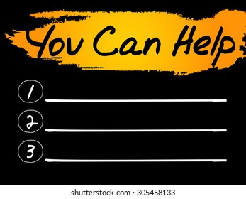 Blank You Can Help list, vector concept background