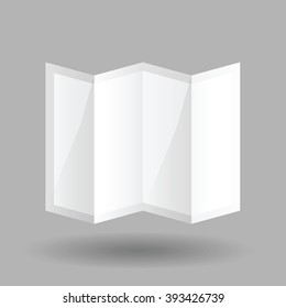 Blank Zigzag Leaflet Folded Booklet. Mock-up blank brochure empty realistic white folded paper with light shadows. Copy space. Vector illustration.