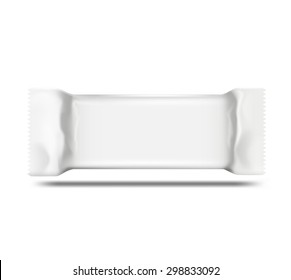 Blanked white foil sachet for different for various culinary products: cookies, chocolate, cakes. Easy to edit. Vector