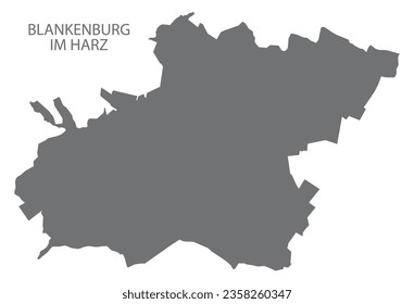 Blankenburg im Harz German city map grey illustration silhouette shape