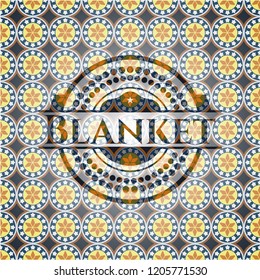 Blanket arabic badge background. Arabesque decoration.