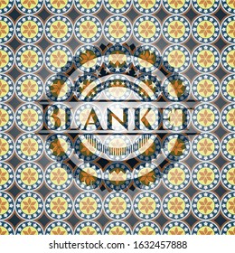 Blanket arabic badge background. Arabesque decoration.