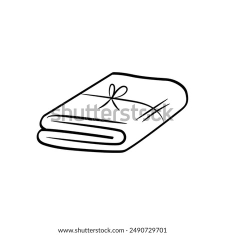 Blanket bedspread or towel doodle icon. Vector hand drawn sketch illustration.