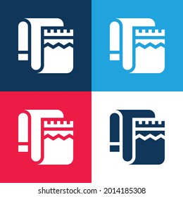 Blanket blue and red four color minimal icon set