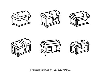 blanket chest line art vector illustration isolated