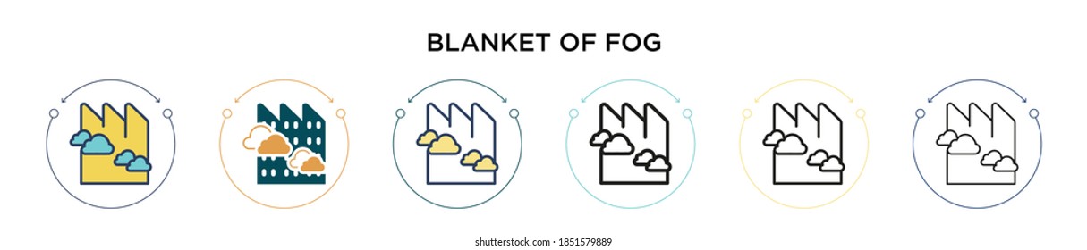 Blanket of fog icon in filled, thin line, outline and stroke style. Vector illustration of two colored and black blanket of fog vector icons designs can be used for mobile, ui, web