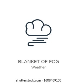 Blanket of fog icon. Thin linear blanket of fog outline icon isolated on white background from weather collection. Line vector sign, symbol for web and mobile