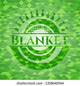 Blanket green emblem with triangle mosaic background