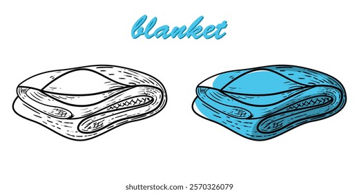 blanket hand drawn engrave style vector art icon