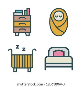 blanket icon set. vector set about cradle, nightstand, baby and bed icons set.