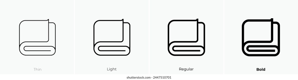 icono de manta. Diseño de estilo fino, ligero, regular y audaz aislado sobre fondo blanco