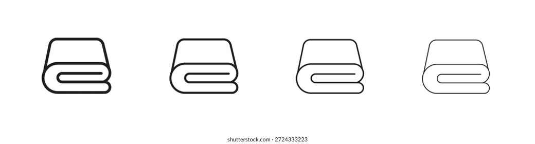 iconos de la manta, conjunto de iconos lineales. Iconos lineales negros de la palma