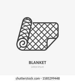 Blanket line icon, vector pictogram of soft duvet. Bed linen, interior illustration, home textile sign.