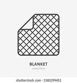 Blanket line icon, vector pictogram of soft duvet. Bed linen, interior illustration, home textile sign.