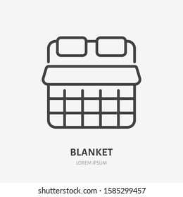 Blanket line icon, vector pictogram of soft duvet. Bed linen, interior illustration, home textile sign.