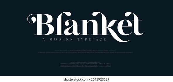Blanket minimal modern logo alphabet font. Typography abstract minimalist sans serif technology, electronic, digital, music, movie, creative logos fonts. vector illustration
